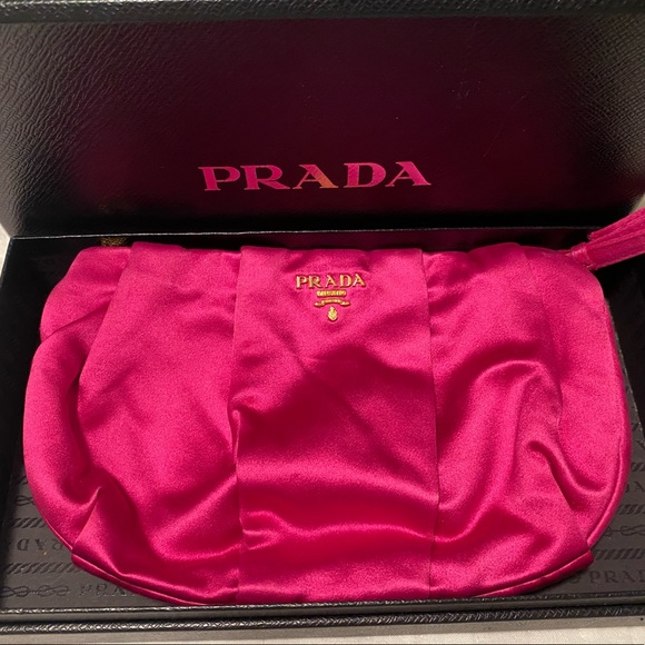Prada Wristlet - Satin Fuchsia Pink - Like New Condition - Picture 1 of 9